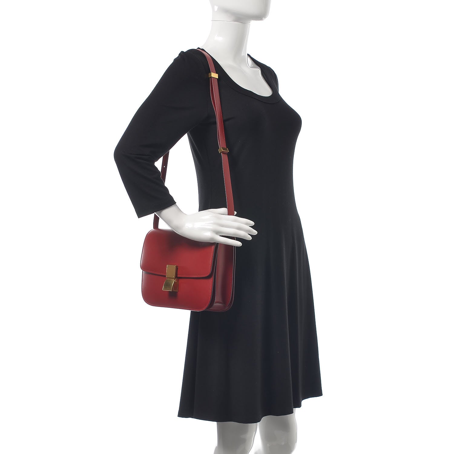 Celine Box Calfskin Medium Classic Box Flap Bag Red 2 of 8