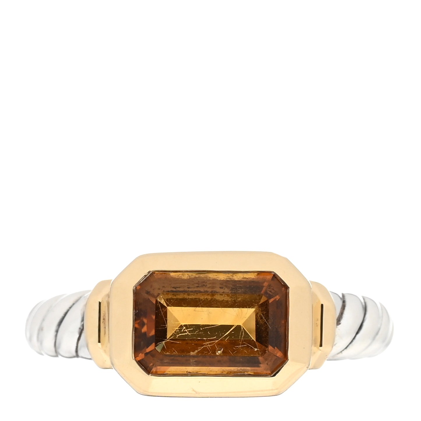Sterling Silver 18K Yellow Gold Citrine Novella Ring 52 6
