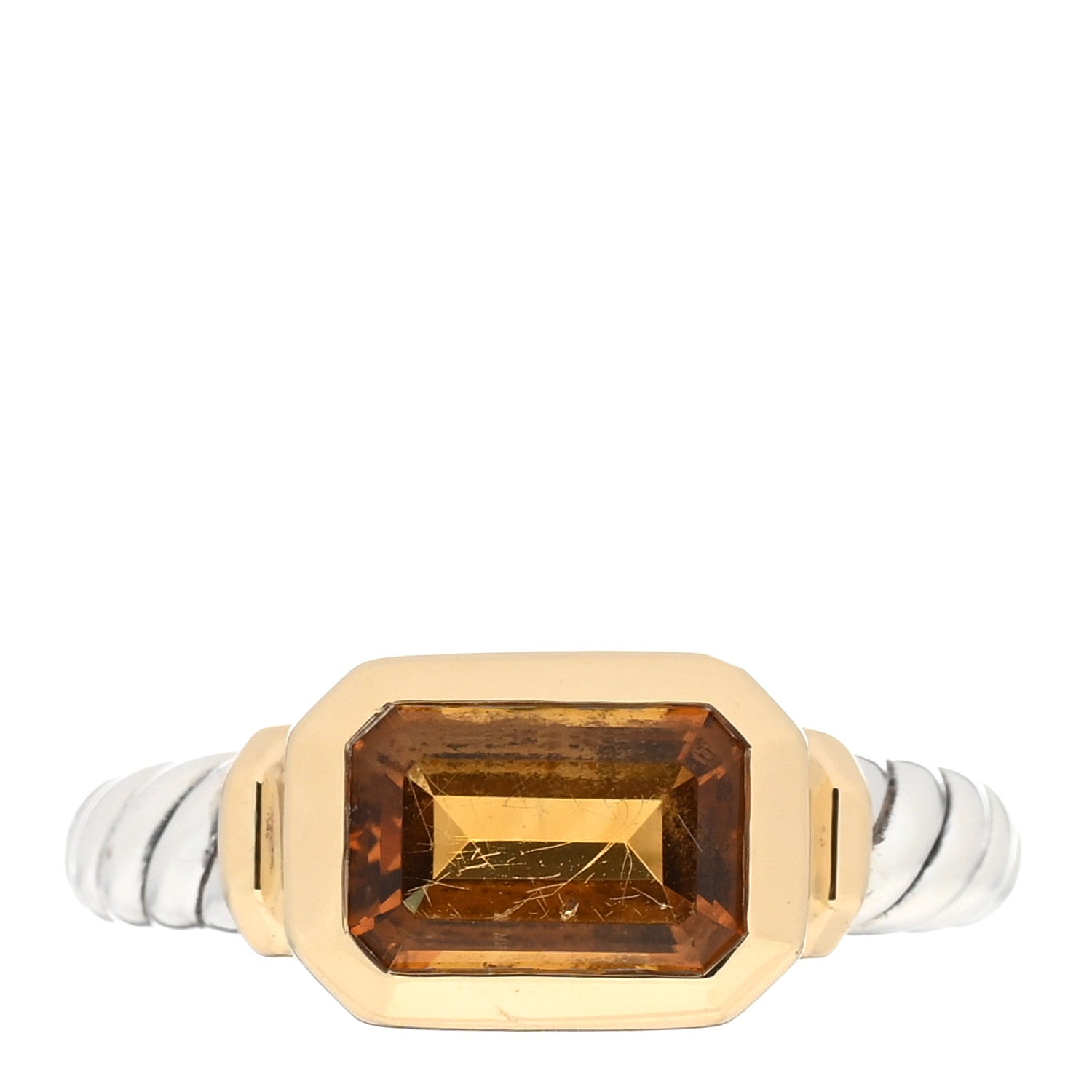 David Yurman Sterling Silver 18K Yellow Gold Citrine Novella Ring 52 6 1 of 4
