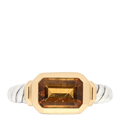 David Yurman Sterling Silver 18K Yellow Gold Citrine Novella Ring 52 6 1 of 4