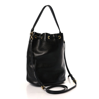 Prada Glace Calfskin Embossed Secchiello Bucket Bag Black 3 of 9