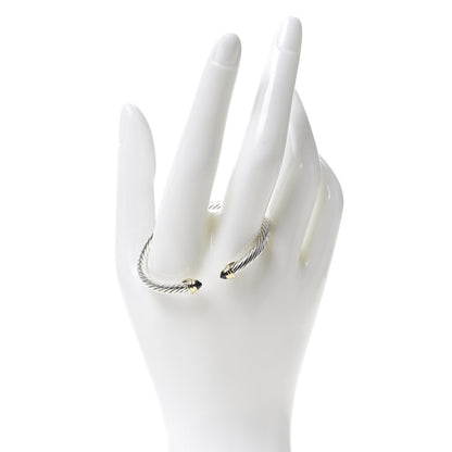 David Yurman Sterling Silver 18K Yellow Gold Blue Sapphire 4mm Cable Kids Birthstone Bracelet 2 of 5