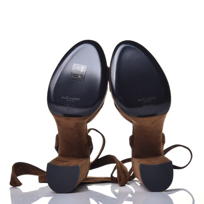 Saint Laurent Suede Bianca 85 Platform Sandals 38.5 Land 5 of 8
