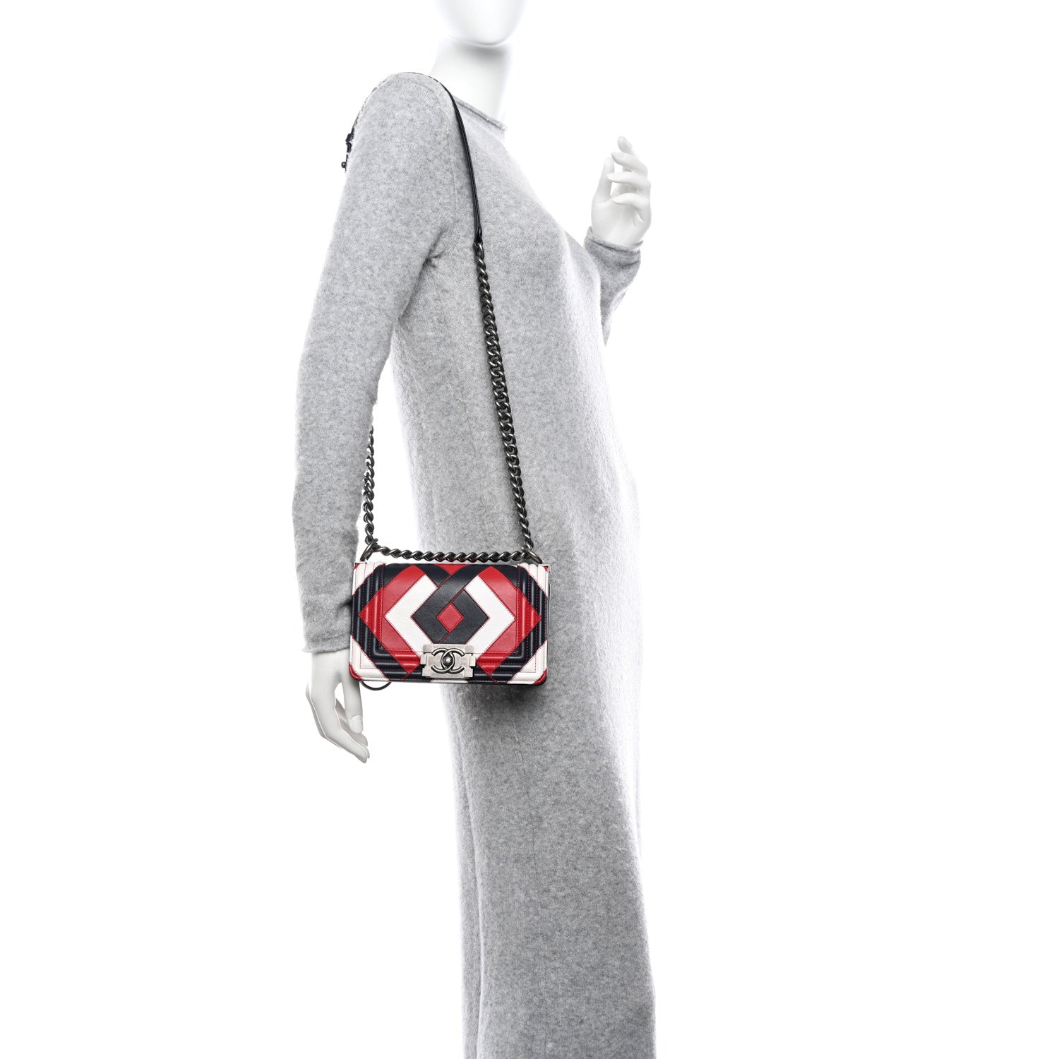 Chanel Printed Calfskin Small Boy Flap Red Blue White 2 of 10
