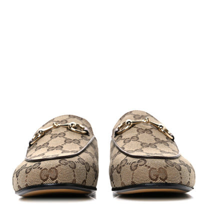 Gucci Canvas GG Monogram Horsebit Womens Princetown Slippers 35 Beige Ebony New Acero 3 of 10