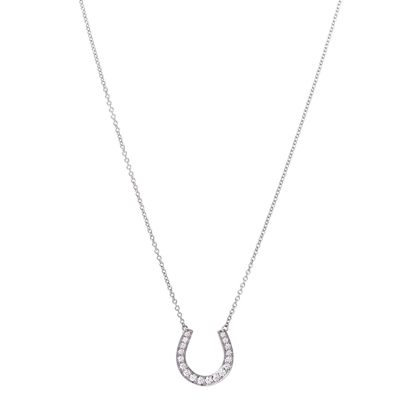 Platinum Diamond Horseshoe Pendant Necklace
