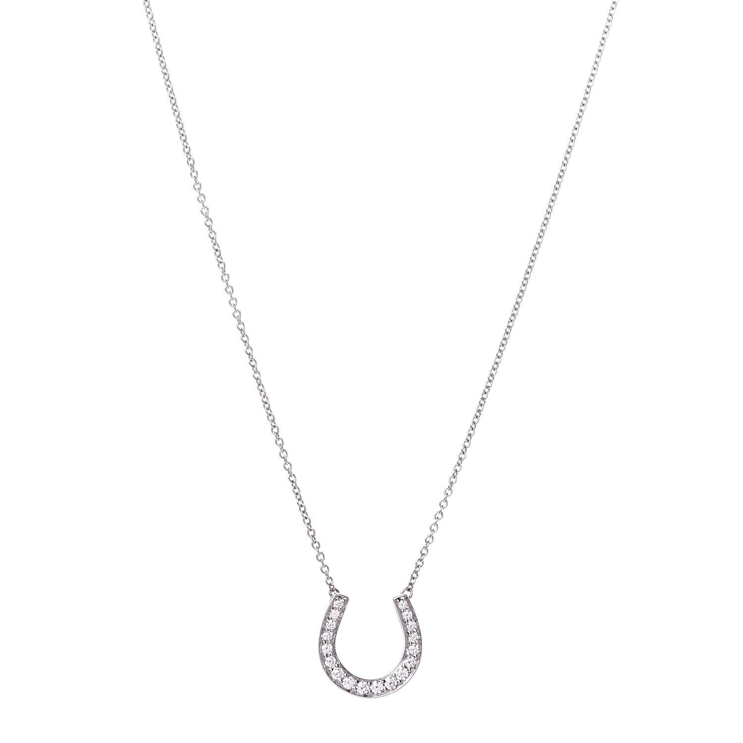 Tiffany Platinum Diamond Horseshoe Pendant Necklace 1 of 6