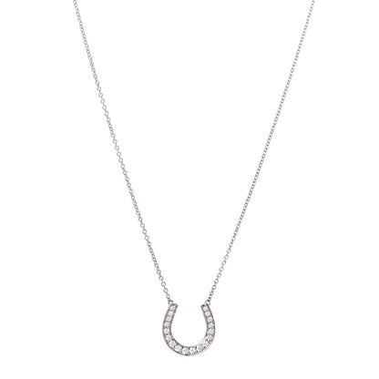 Tiffany Platinum Diamond Horseshoe Pendant Necklace 1 of 6