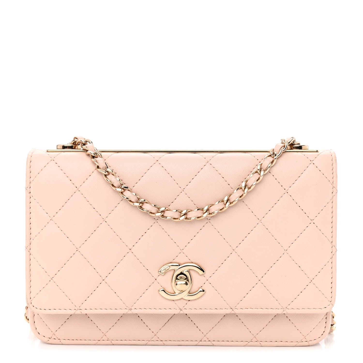 Chanel Lambskin Quilted Trendy CC Wallet On Chain WOC Light Beige 1 of 13