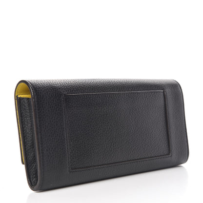 Celine Drummed Calfskin Large Multifunction Flap Wallet Black 3 of 8