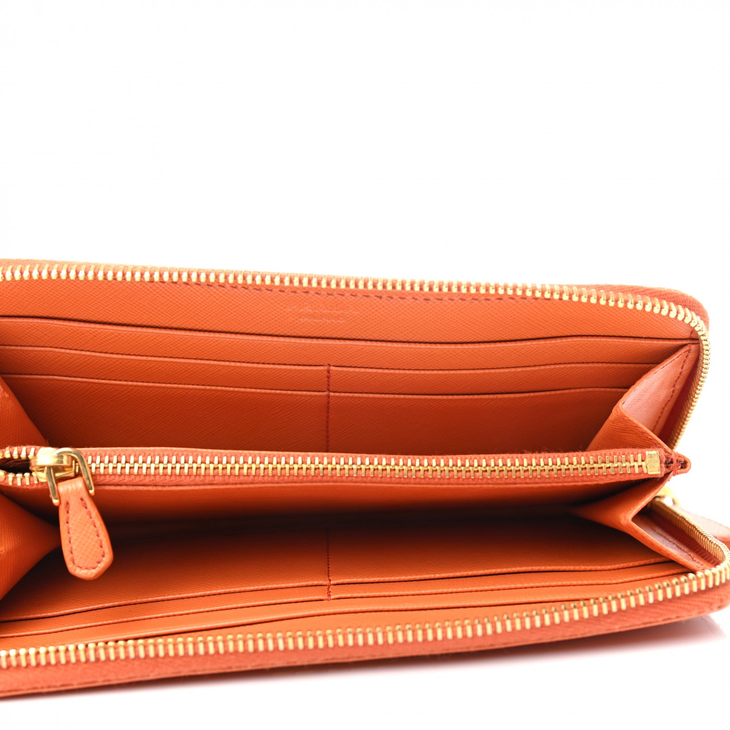 Prada Saffiano Metal Zip Around Wallet Papaya 5 of 7