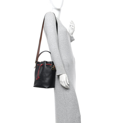 Fendi Vitello Grace F is Fendi Stamp Patch Perforated Small Mon Tresor Bucket Bag Black 2 of 9