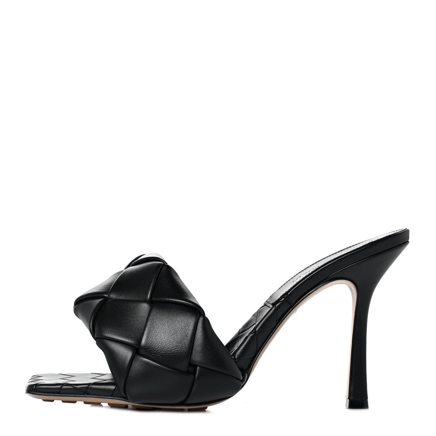 Nappa Maxi Intrecciato Lido Mule Sandals 40.5 Black