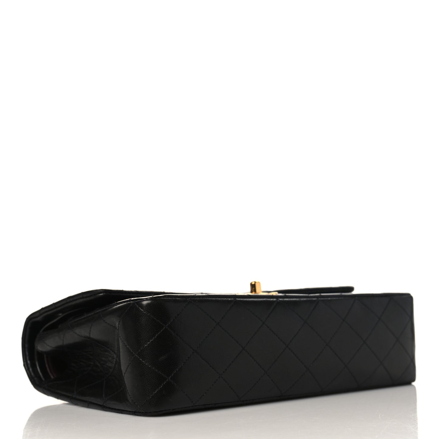 Lambskin Quilted Medium Double Flap Black