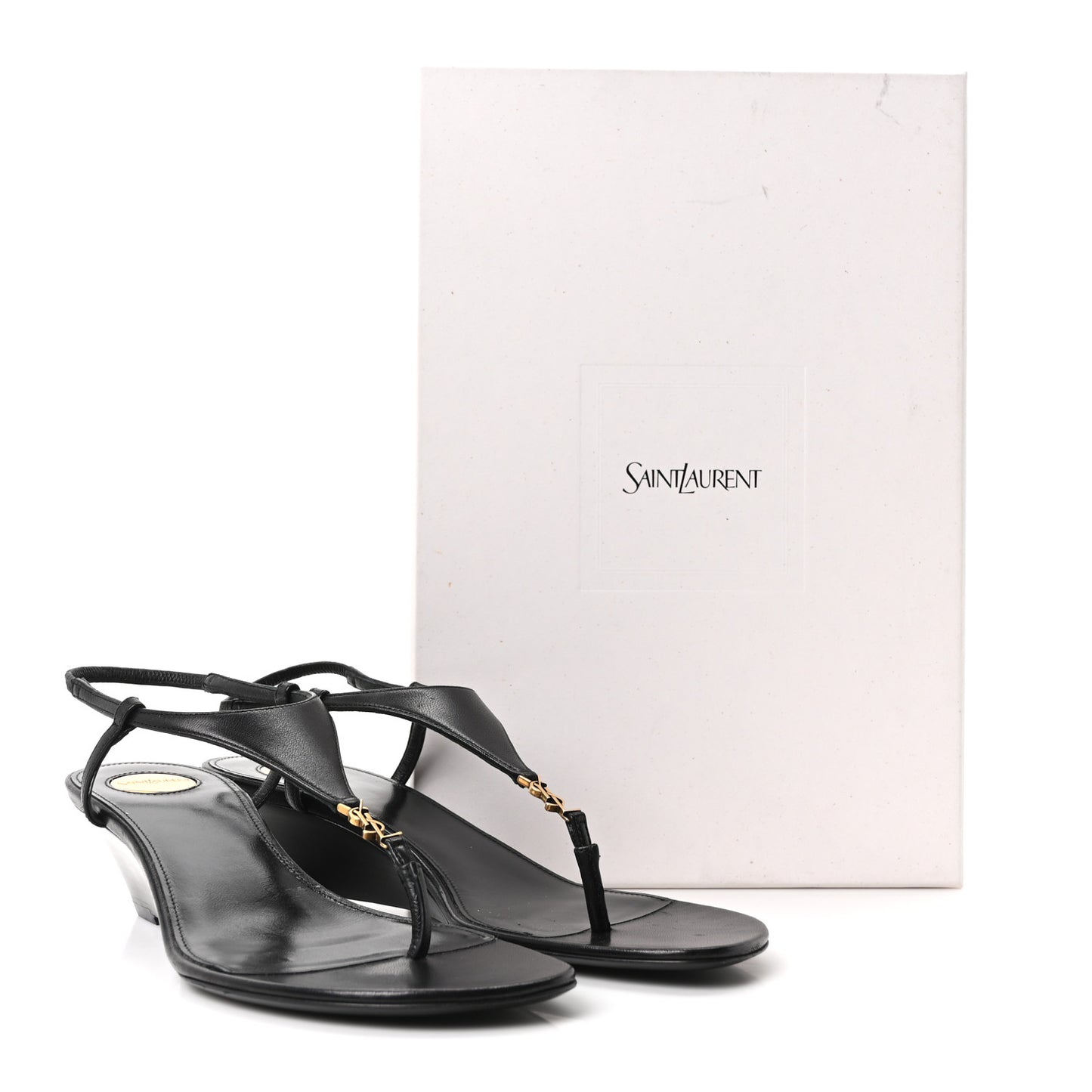 Nappa Cassandra Monogram Bridget 40 Wedge Sandals 37.5 Black
