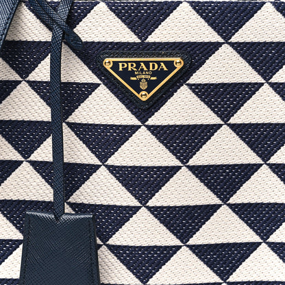 Prada Jacquard Saffiano Triangolo Symbole Embroidered Micro Tote Baltico Talco 7 of 9