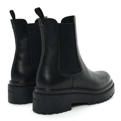 Prada Spazzolato Metal Triangle Logo 50mm Chelsea Boots 37 Black 5 of 11