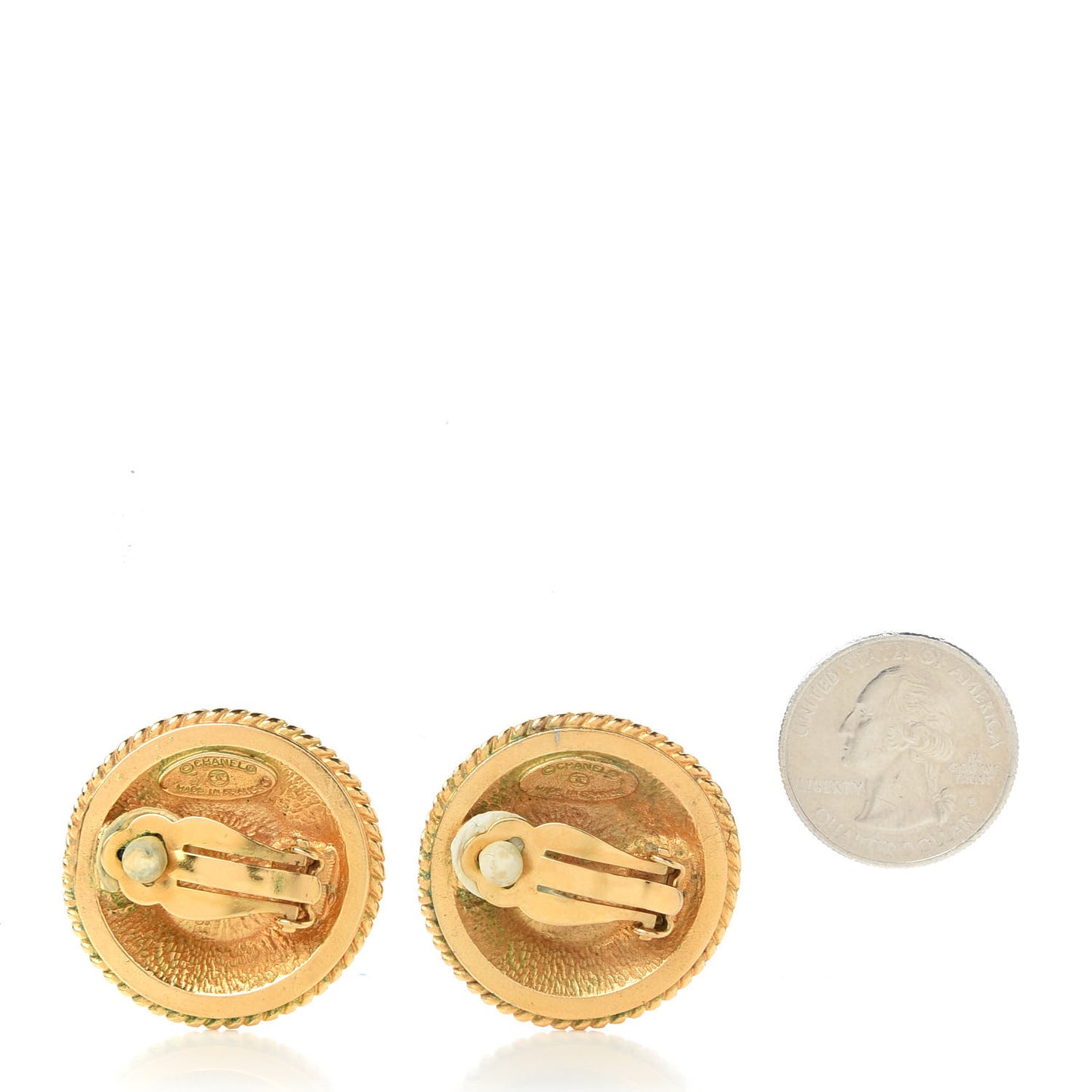 Pearl Crystal Round Clip On Earrings Gold