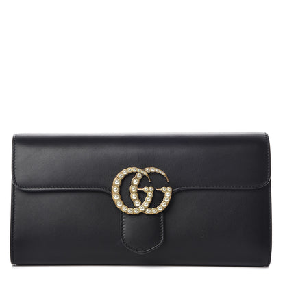 Gucci Calfskin Pearly GG Marmont Clutch Black 1 of 9