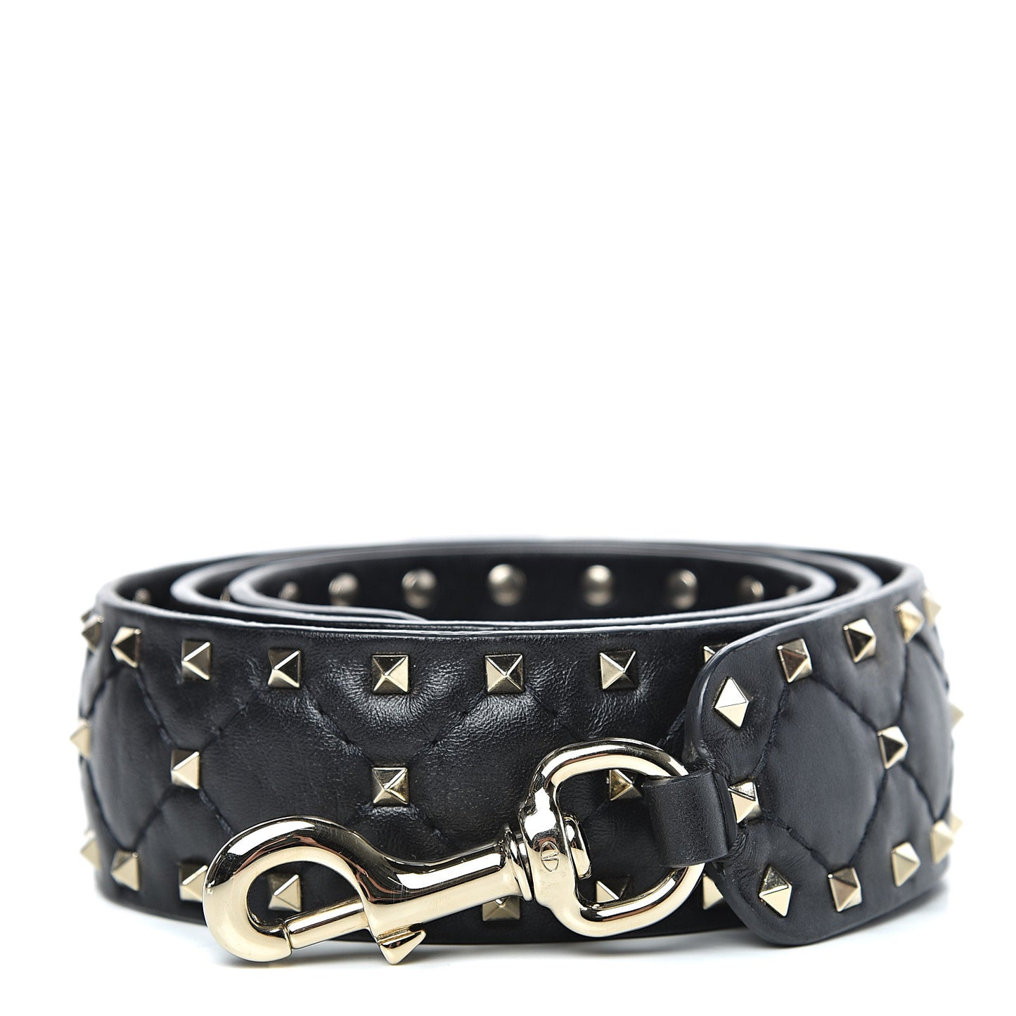 Lambskin Rockstud Spike Shoulder Strap Black