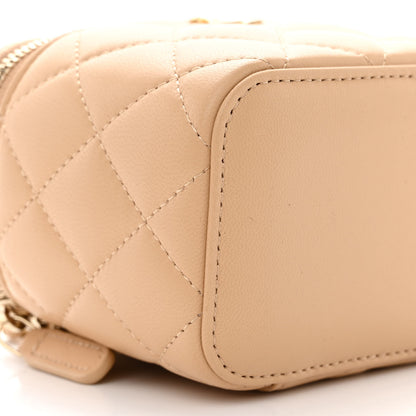 Chanel Lambskin Quilted Pearl Crush Mini Vanity Case With Chain Beige 9 of 10