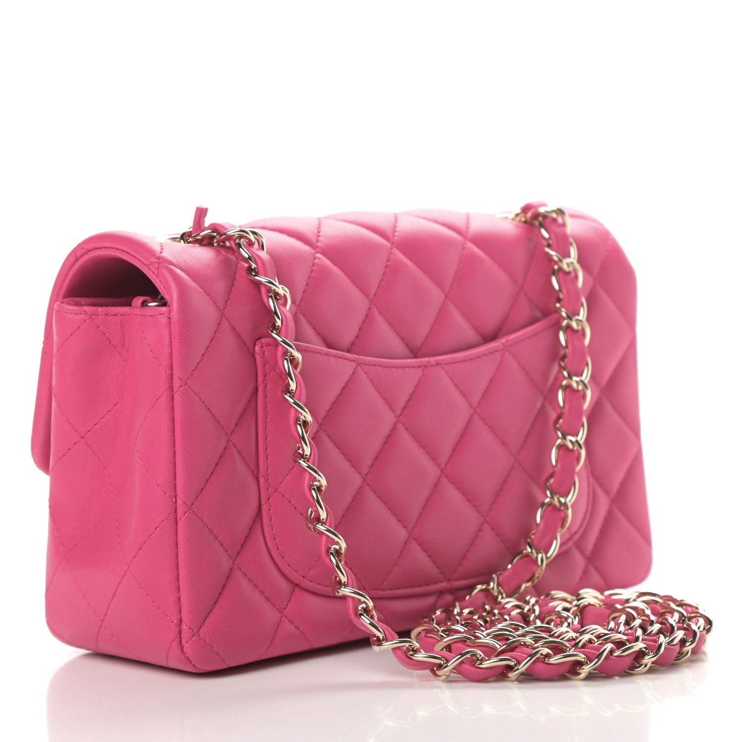 Chanel Lambskin Quilted Mini Rectangular Flap Dark Pink 3 of 14