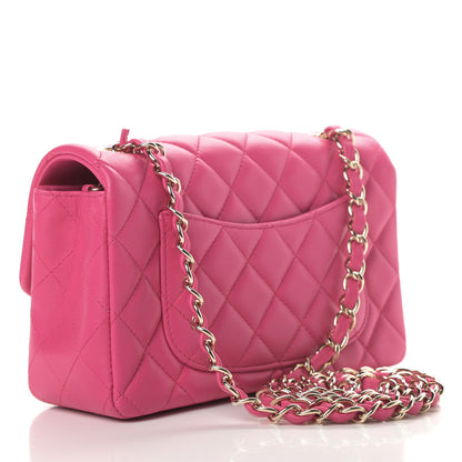 Chanel Lambskin Quilted Mini Rectangular Flap Dark Pink 3 of 14