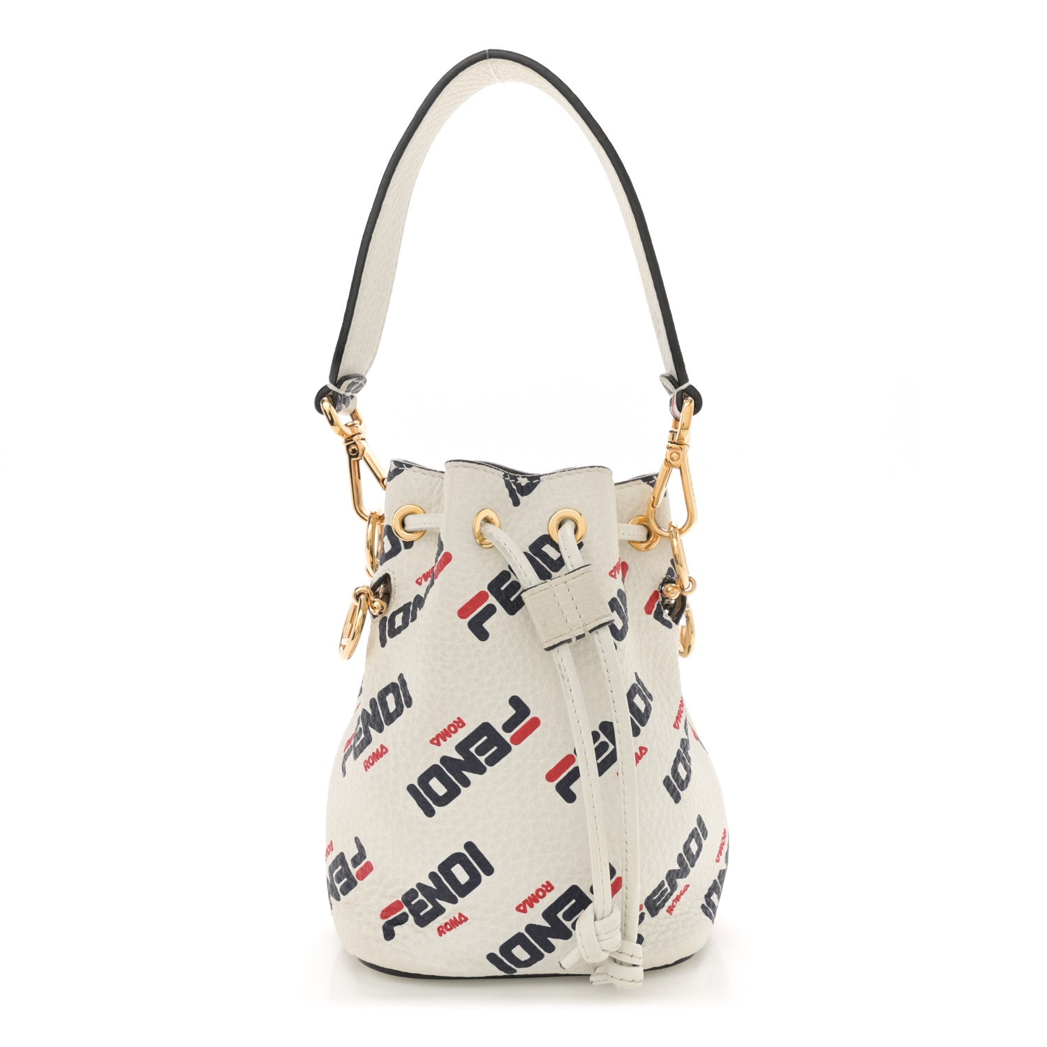 Fendi X FILA Vitello F is Fendi Mania Mini Mon Tresor Bucket Bag White 1 of 11