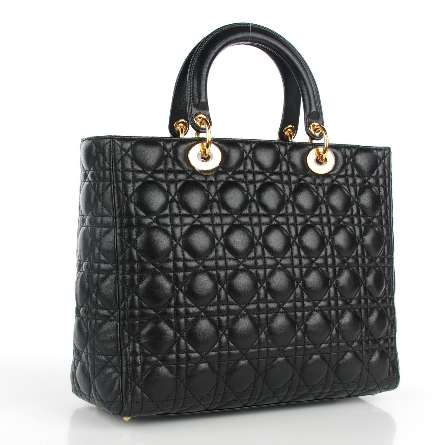 Christian Dior Lambskin Cannage Large Lady Dior Black 3 of 9
