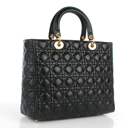 Christian Dior Lambskin Cannage Large Lady Dior Black 3 of 9