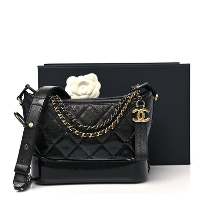Chanel Patent Goatskin Quilted Small Gabrielle Hobo Black 12 of 12
