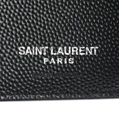 Saint Laurent Grain De Poudre Matelasse Chevron Monogram Compact Tri Fold Wallet Black 6 of 7