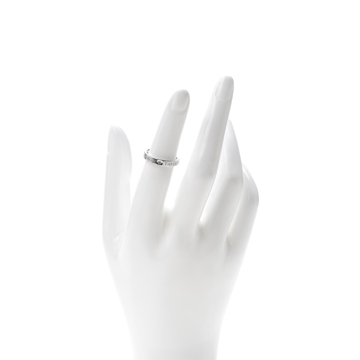 Tiffany Platinum Diamond Logo Band Ring 49 5 2 of 5