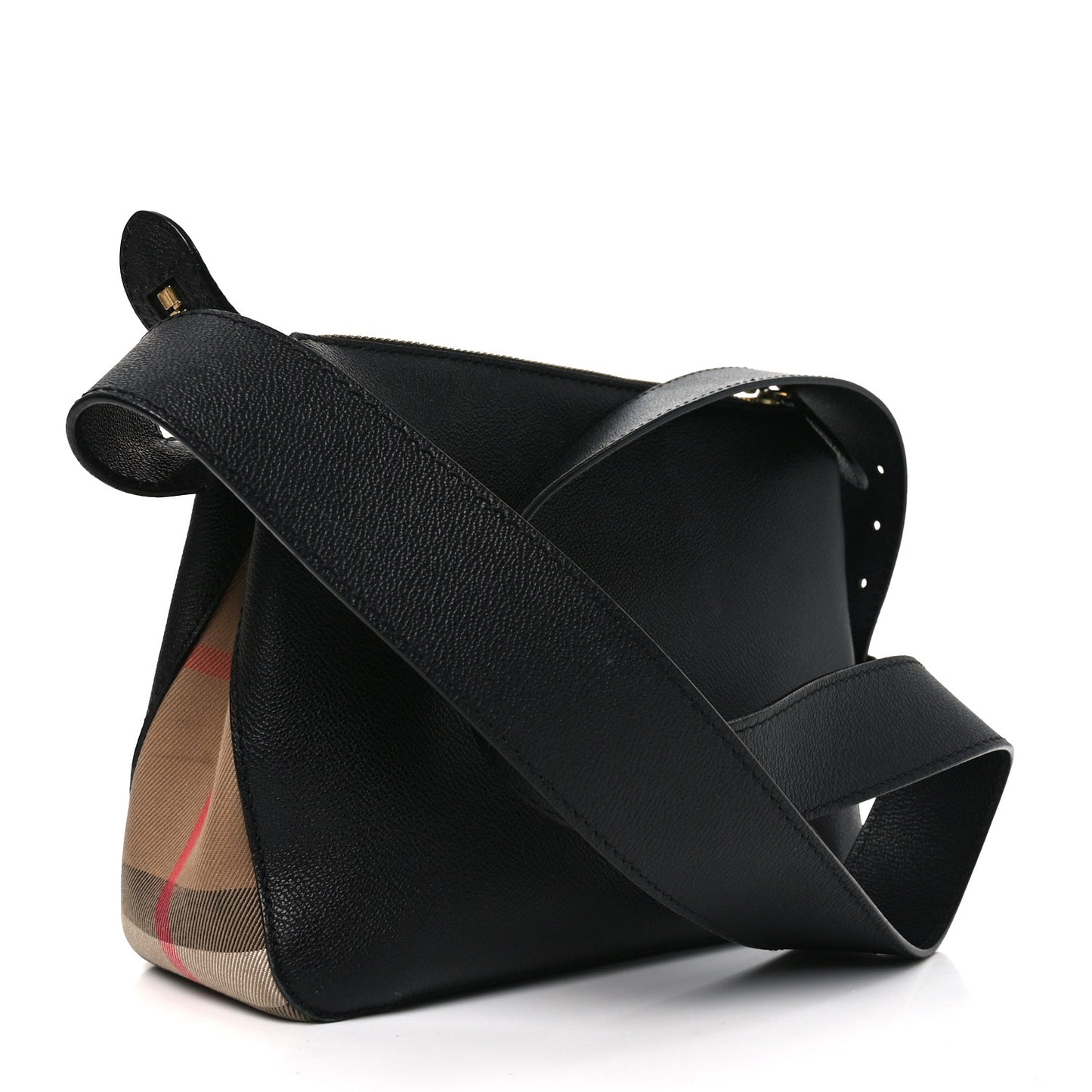 Soft Grain Calfskin House Check Small Helmsley Crossbody Black