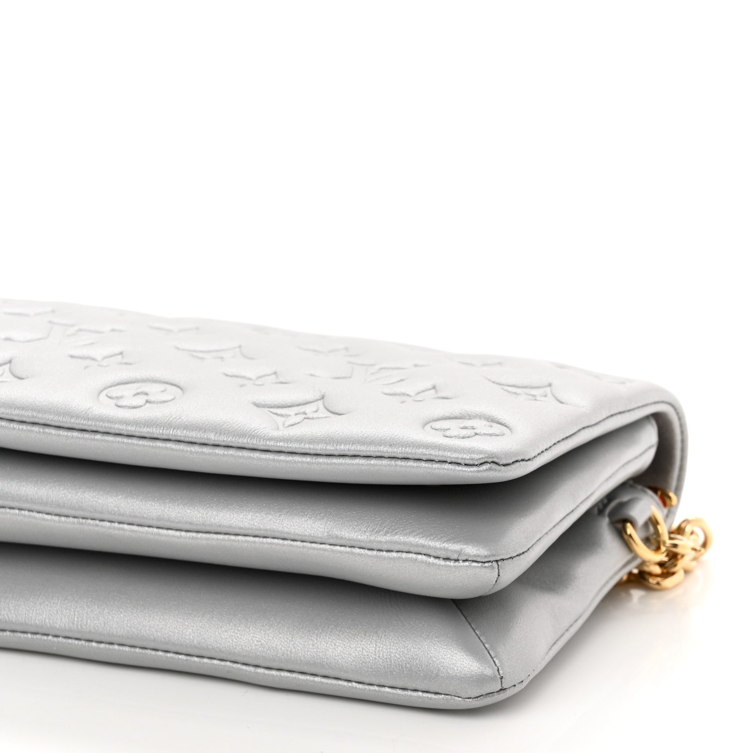Louis Vuitton Metallic Lambskin Embossed Monogram Pochette Coussin Silver 8 of 8