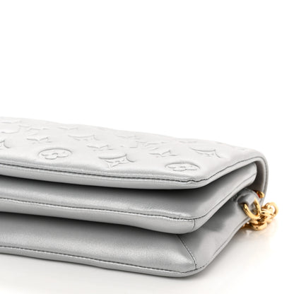 Louis Vuitton Metallic Lambskin Embossed Monogram Pochette Coussin Silver 8 of 8