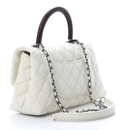 Chanel Caviar Lizard Quilted Mini Coco Handle Flap White 3 of 11