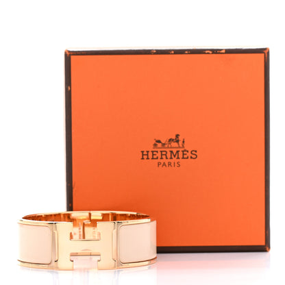 Hermes Enamel Wide Clic Clac H Bracelet PM Beige Nacre 5 of 5