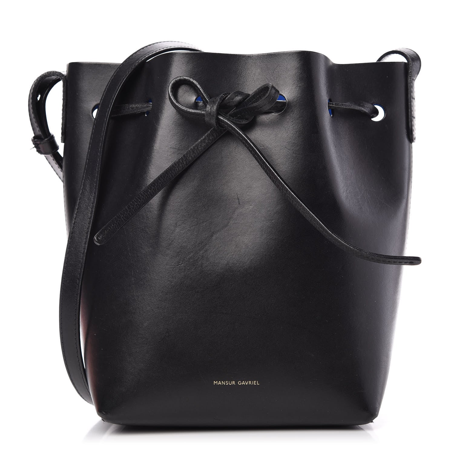 Mansur Gavriel Vegetable Tanned Calfskin Mini Bucket Bag Black Royal 1 of 9