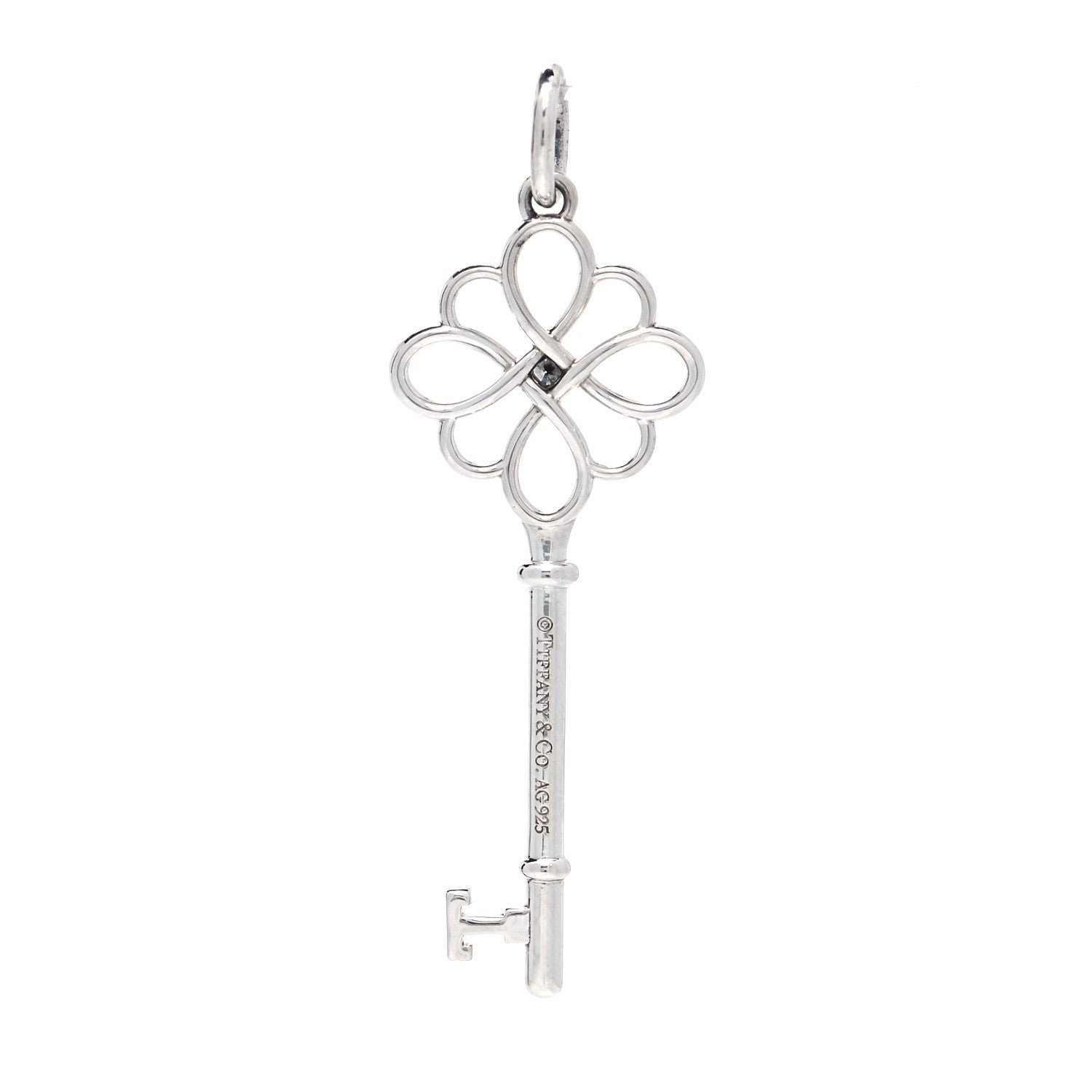 Tiffany Sterling Silver Diamond Knot Key Pendant 3 of 4