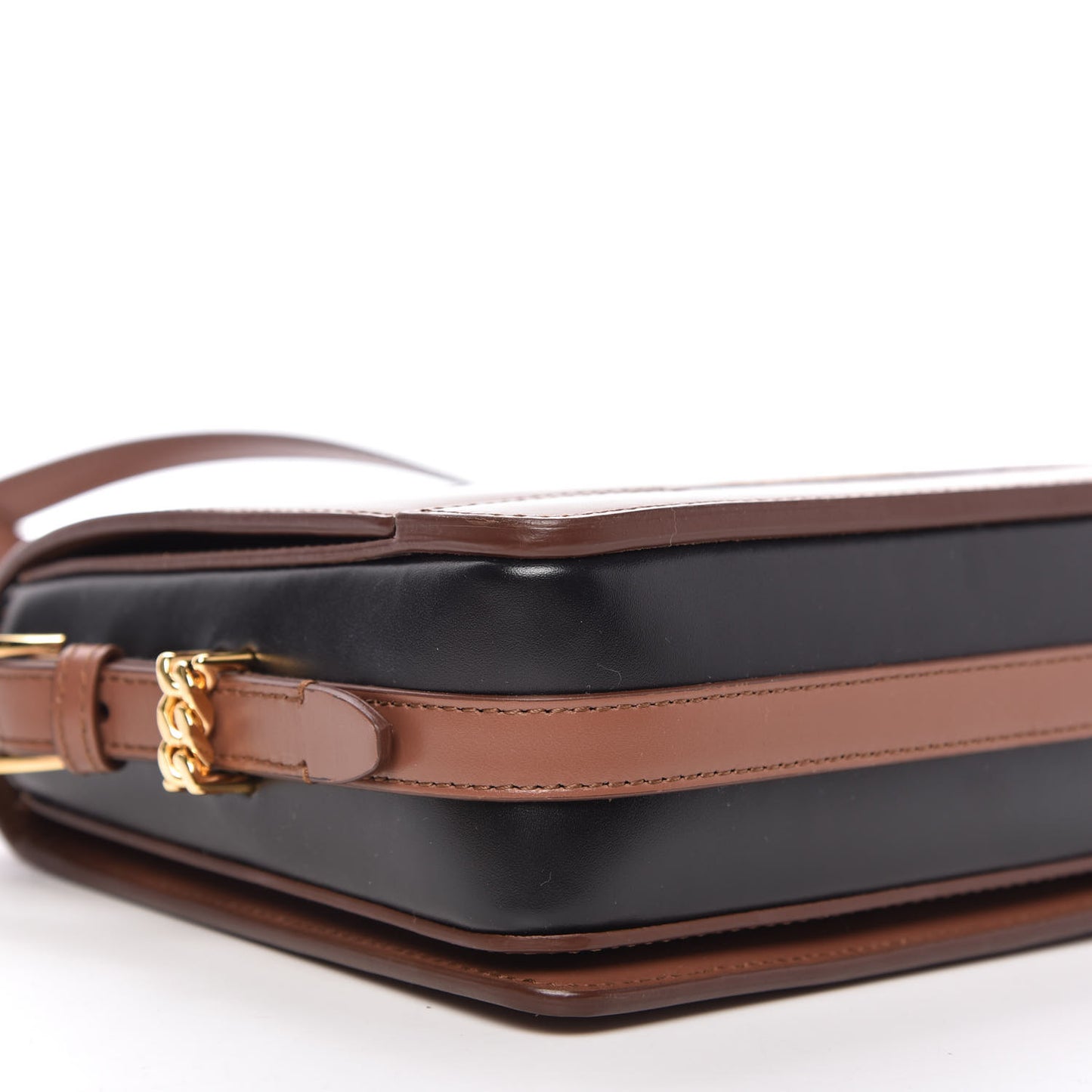 Smooth Calfskin Two Tone Small Grace Bag Malt Brown Black