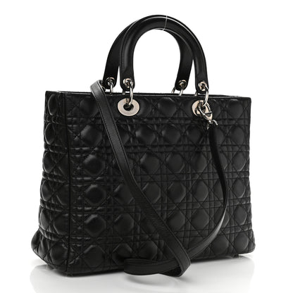 Christian Dior Lambskin Cannage Large Lady Dior Black 3 of 11