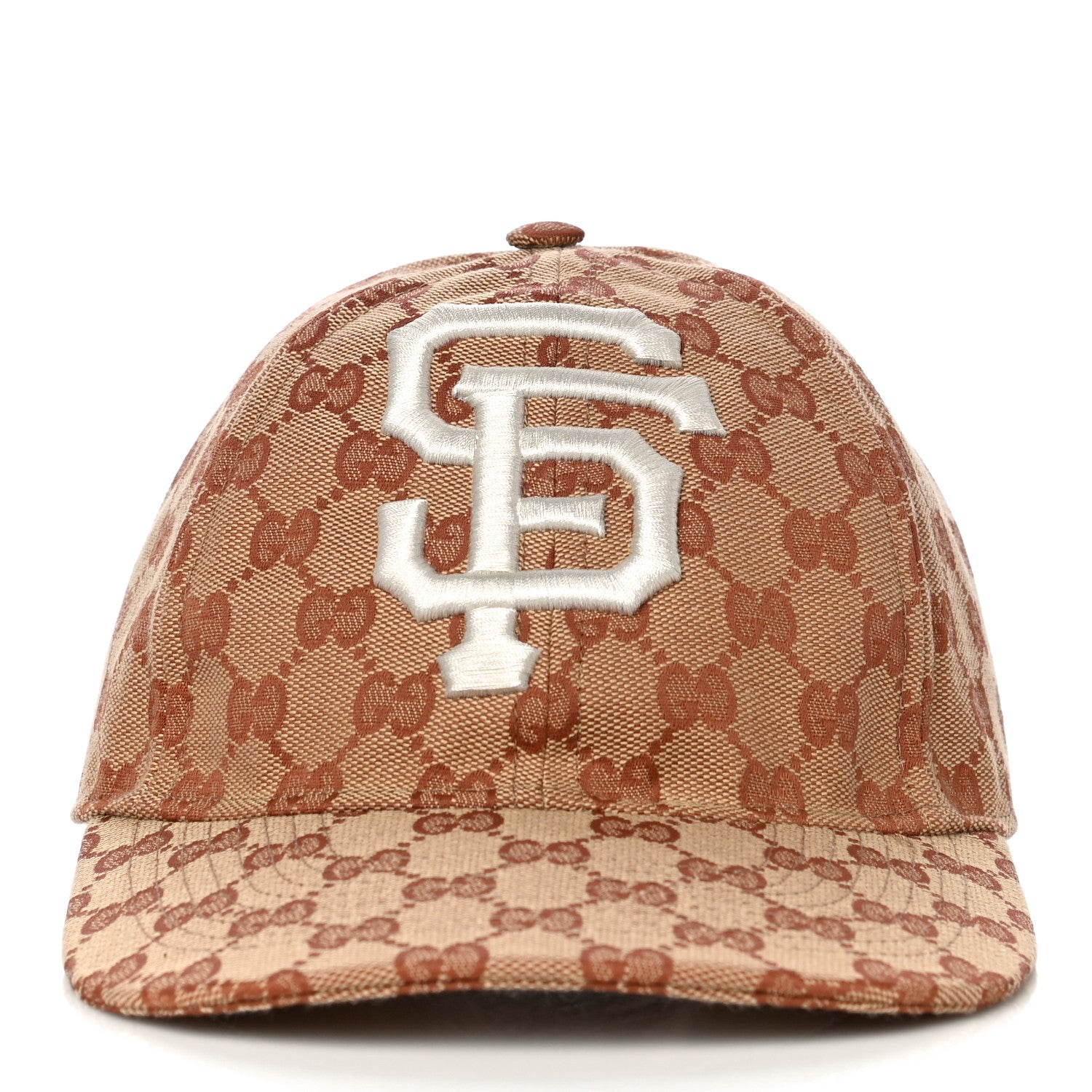 Gucci X MLB Monogram SF Giants Baseball Hat 57-61 Beige Ruggine 2 of 9