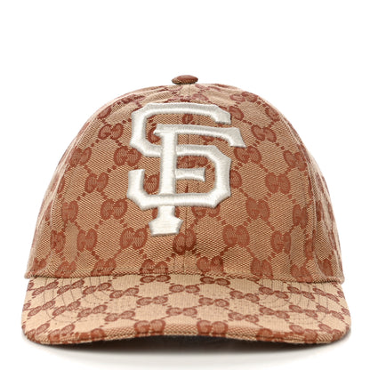 Gucci X MLB Monogram SF Giants Baseball Hat 57-61 Beige Ruggine 2 of 9