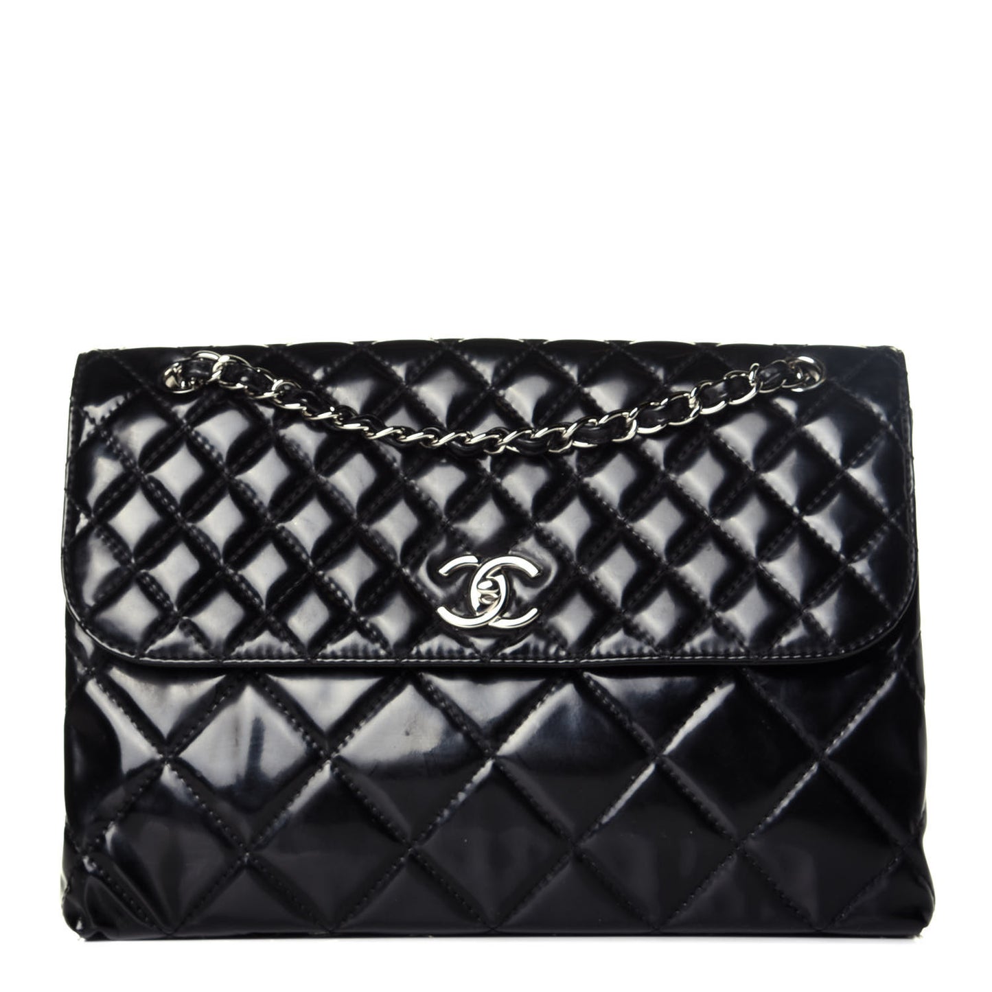 Vinyl Quilted In the Business Flap Bag Black