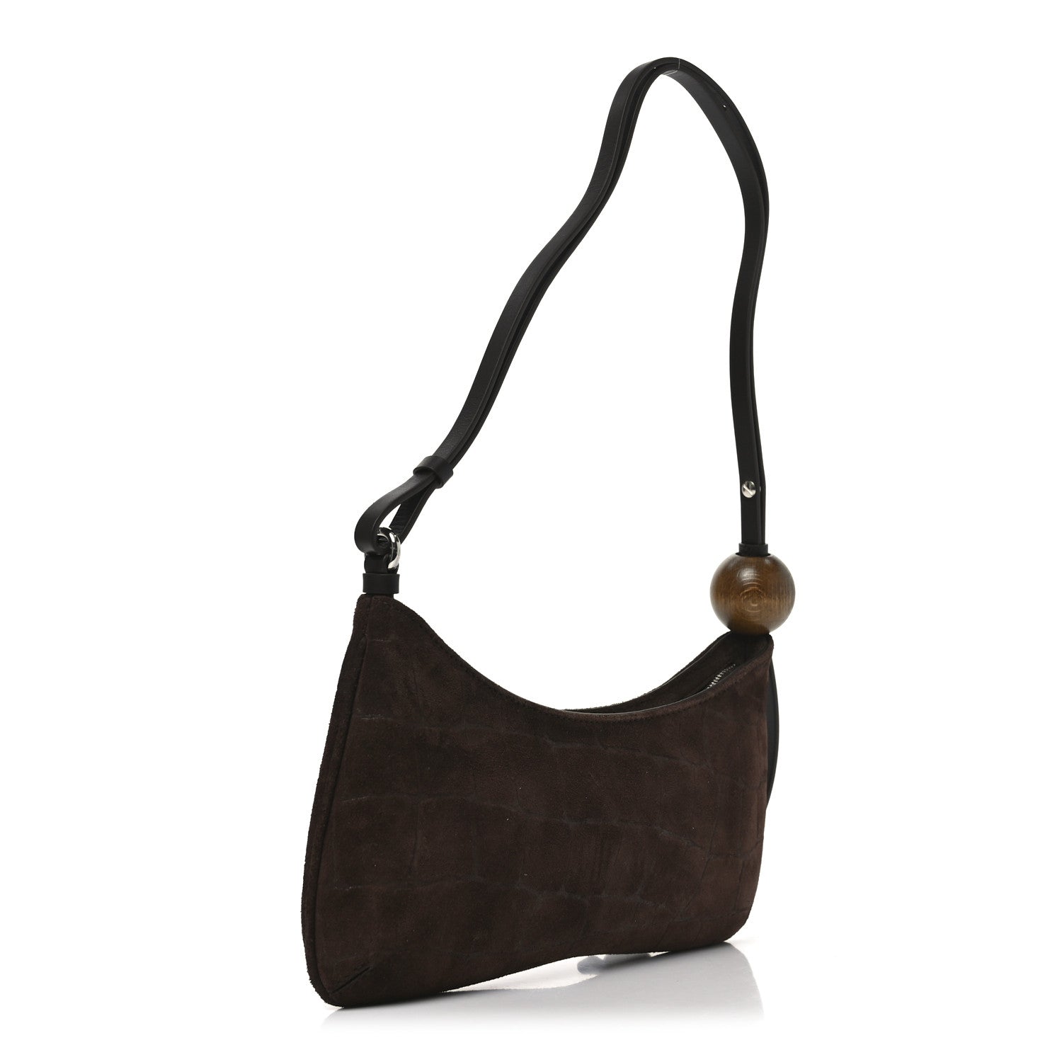 Jacquemus Suede Crocodile Embossed Le Bisou Dark Brown 3 of 9