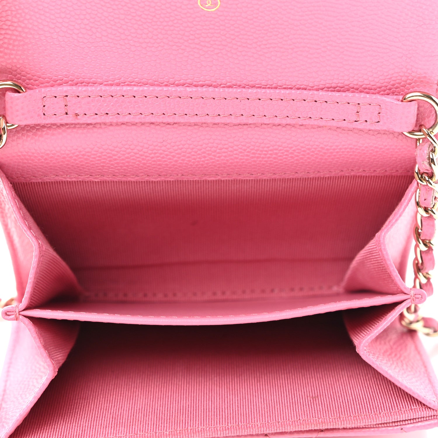 Chanel Caviar Quilted Flap Card Holder On Chain Pink 5 of 7