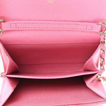 Chanel Caviar Quilted Flap Card Holder On Chain Pink 5 of 7