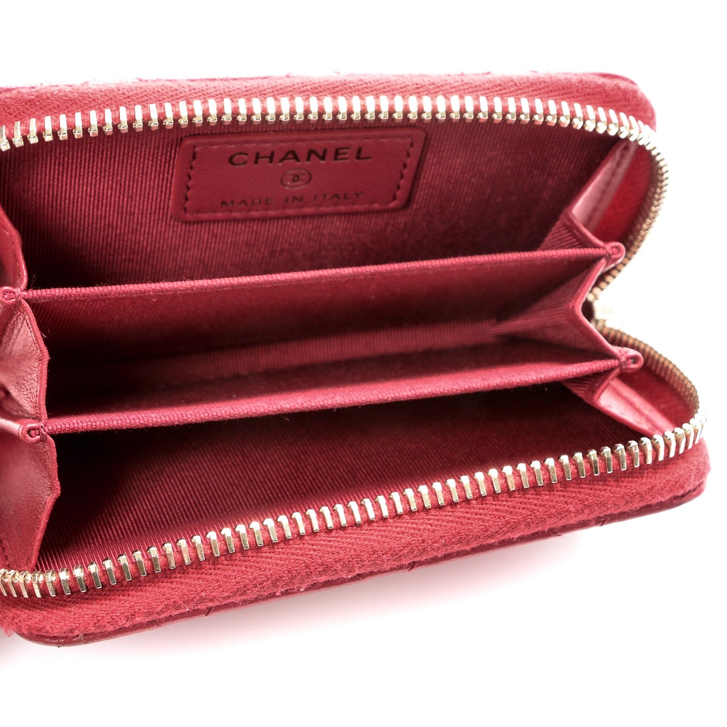 Lambskin Quilted Zip Around Coin Purse Wallet Dark Pink