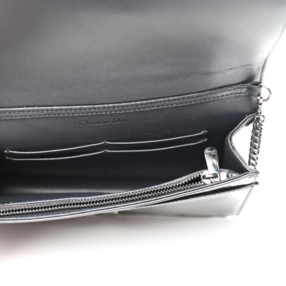 Christian Dior Metallic Patent Micro-Cannage Diorama Wallet on Chain Pouch Onyx Black 5 of 11